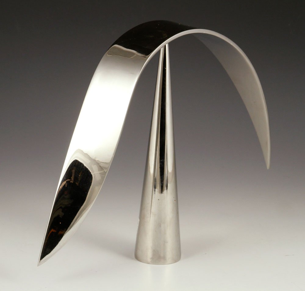 Herschler, "#31," Stainless Steel: David Herschler, "#31," stainless steel, signed and dated '71 on base, 9 1/2" h x 13" w. Provenance: From the estate of Prudon Hall Smith, mother of Emily Hall Tremaine, by descent to their legal heir