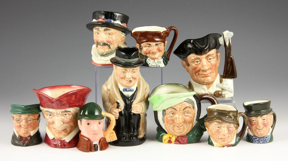 11 Toby Jugs: Lot of eleven toby jugs, tallest 5 1/2" h. Provenance: From a California estate.