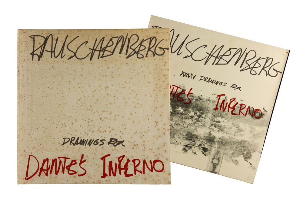Rauschenberg, Drawings for Dante's Inferno: Robert Rauschenberg, "Drawings for Dante's Inferno," book of 24 offset lithographs, editioned 181 of 300, pencil signed, 18 1/2" sq. Provenance: From the estate of Purdon Smith Hall, mother of Emily H
