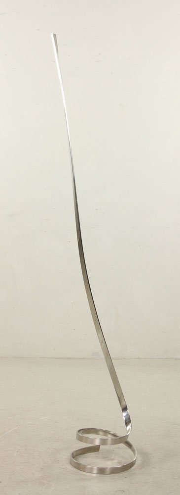 Herschler, "2-B," Stainless Steel: David Herschler (American, b. 1940), "2-B," stainless steel, signed on base, 65" h x 11" w. Includes catalogue "Ribbons in Space, 1966-77: A Personal View," Retrospective Exhibition, Palm Springs Dese