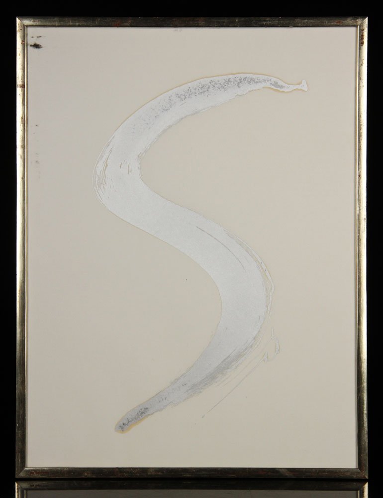 Herschler, Silver Paint on Paper: David Herschler (American, b. 1940), silver paint on paper in 'S' shape, signed and dated '73, 17" h x 23" w. Provenance: From the estate of Purdon Smith Hall, mother of Emily Hall Tremaine, by descen
