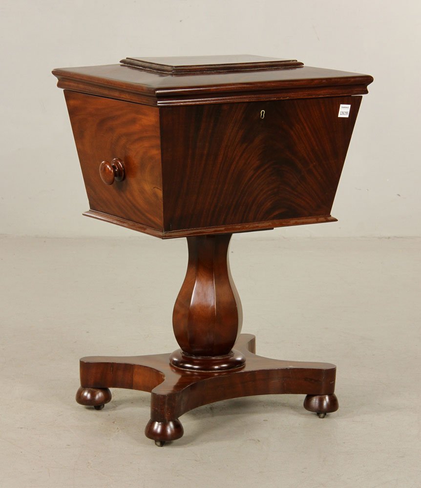 Regency Mahogany Cellarette: Regency period cellarette, mahogany, circa 1830, 28" h x 20" w x 16" d. Provenance: from a New York collection.