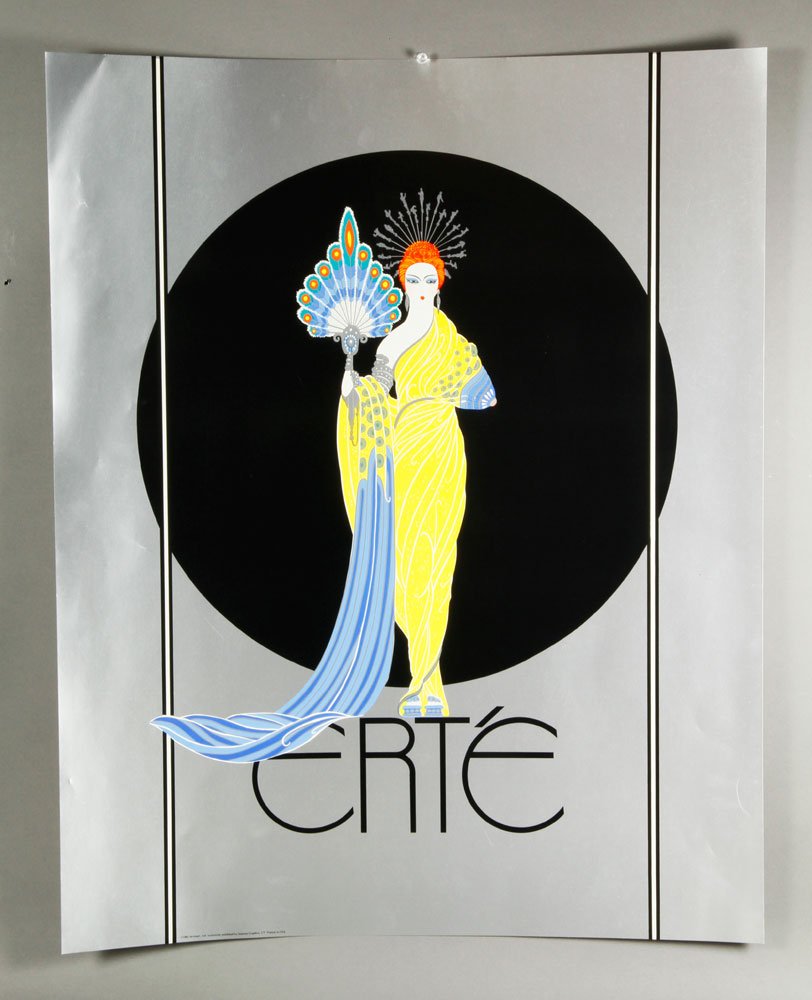 Two Erte Posters: Lot of two Erte posters, 1982, Seven Art limited edition, unframed, 30" h x 24" w (overall). One with minor creases.