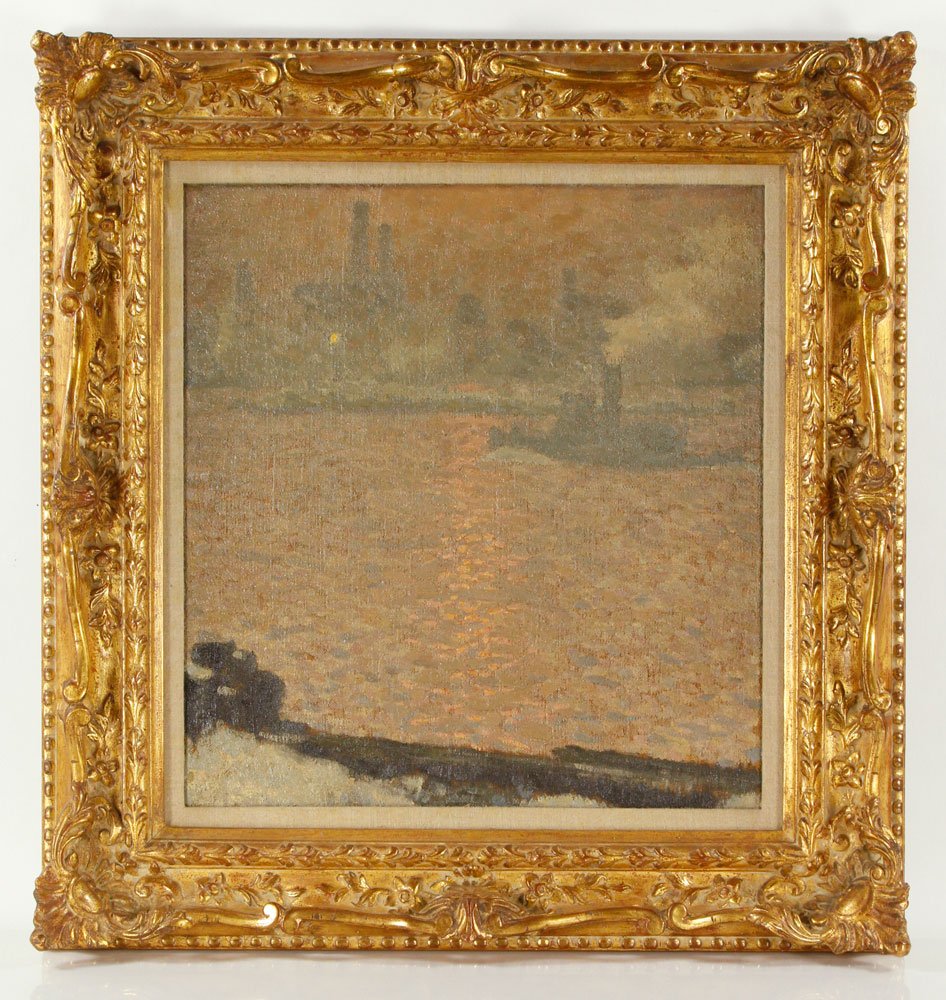 Impressionist Style, Harbor Scene, Oil on Canvas (1 of 7)