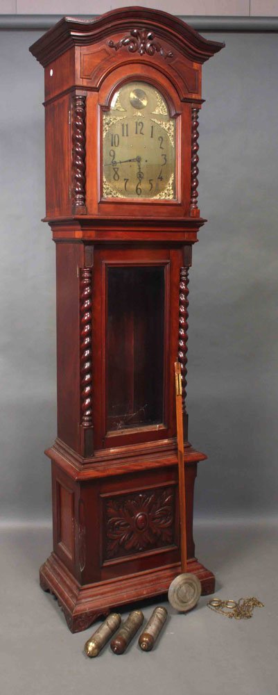 19th C. Victorian Mahogany Tall Case Clock (1 of 4)