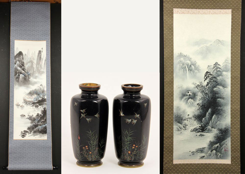 Chinese Paintings and Cloisonne Urns (1 of 9)