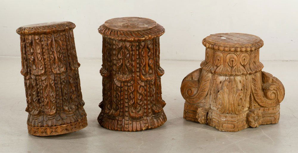 3 Carved Column Segments (1 of 4)