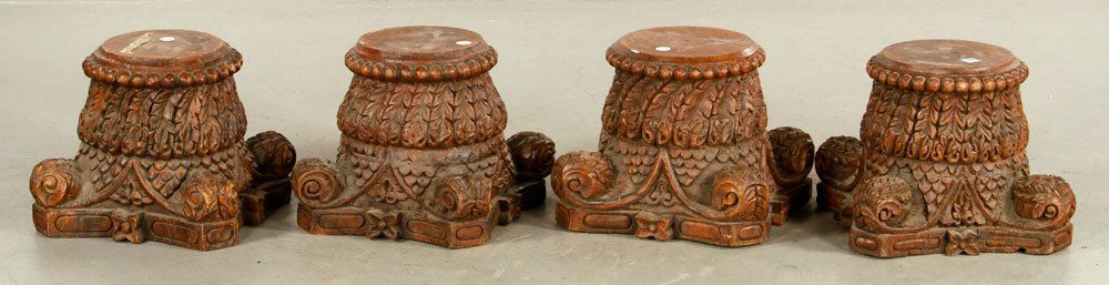 4 Carved Column Bases (1 of 4)