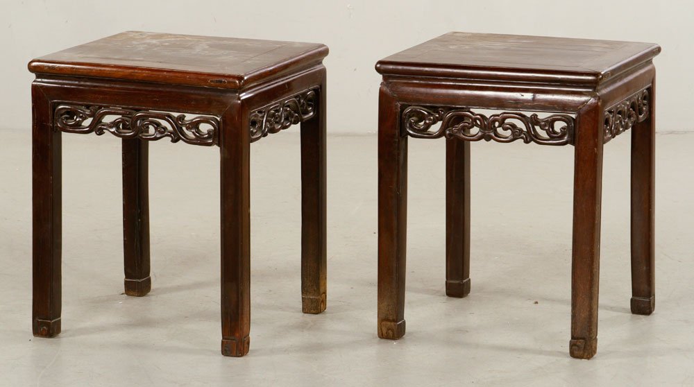 Pr. Carved Chinese Tables (1 of 4)