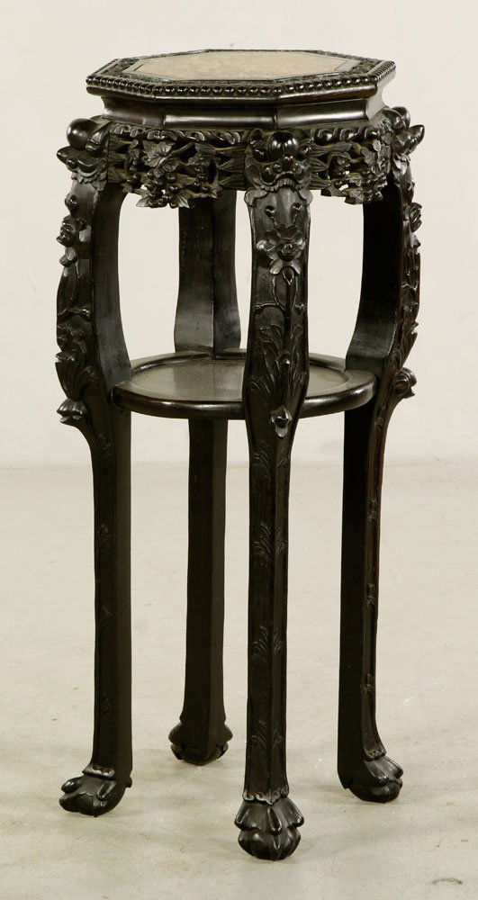 Chinese Export Carved Wood Plant Stand (1 of 4)