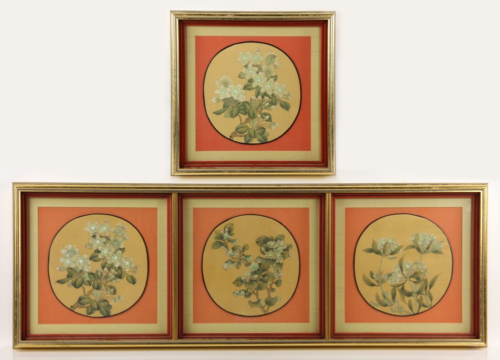 4 Early 20th C. Chinese Paintings, Watercolor (1 of 9)