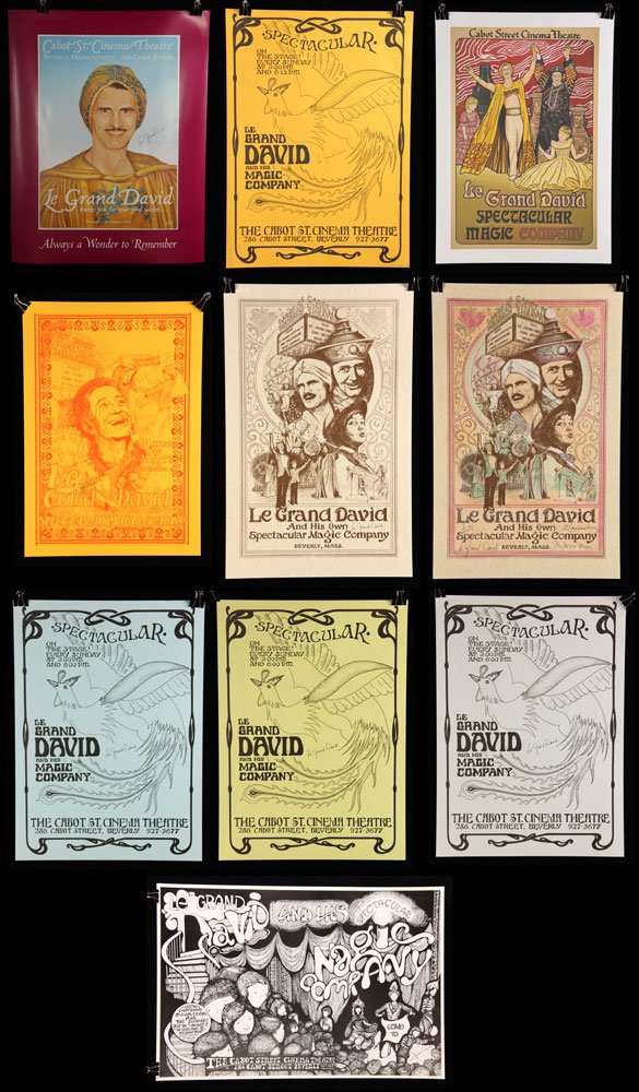 Collection of 45 Le Grand David Posters, All Signed: Collection of forty-five Le Grand David posters, all signed by Le Grand David, spanning the company's thirty-five years of performances, to include: many rare posters from the early years, also includ