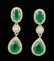 Pr. 18K White Gold, Diamond and Emerald Earrings - 4
