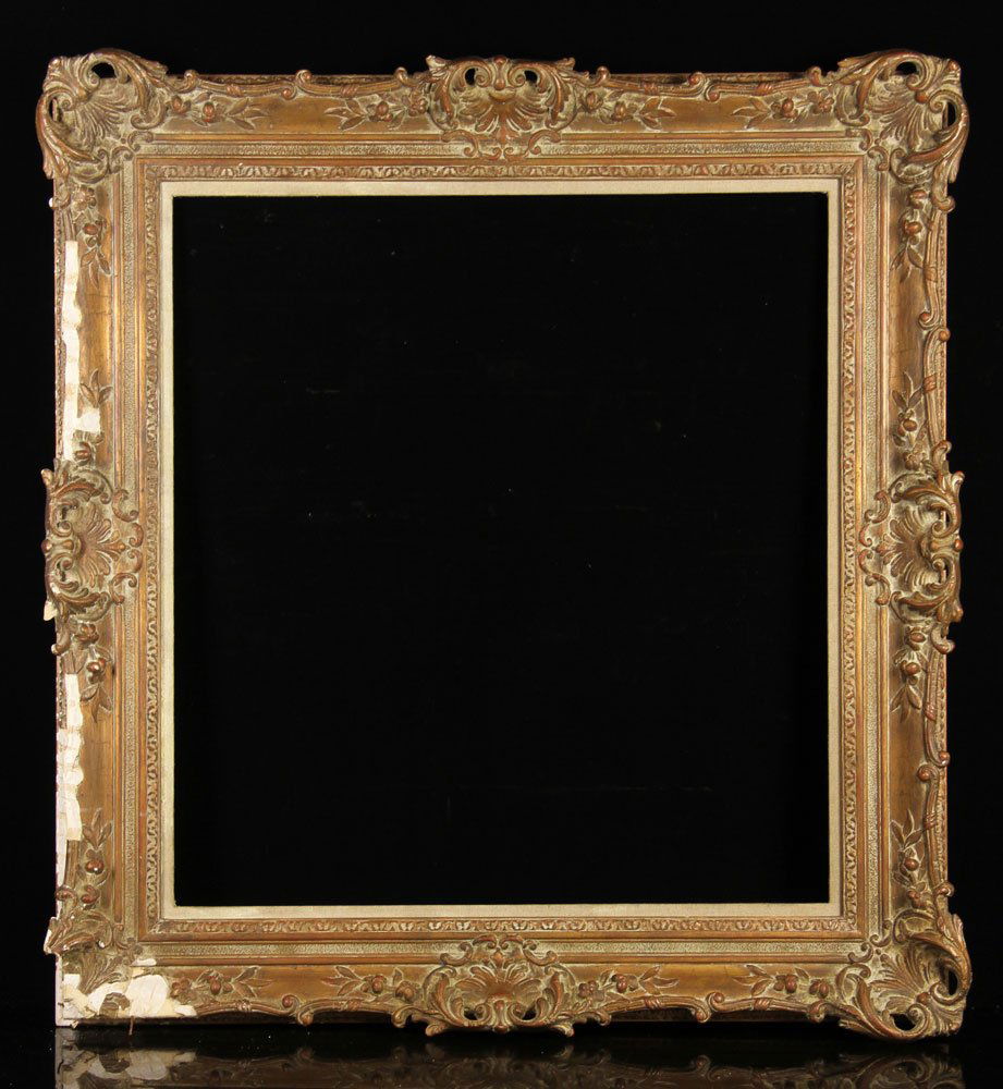 19th C. Gilt Frame: 19th century gilt frame, 27 1/2" h x 25 1/2" w (opening), 36 5/8" h x 34 1/2" w (overall). Provenance: From the estate of the late Harry Reed Everson, an avid collector, from Marblehead, MA.