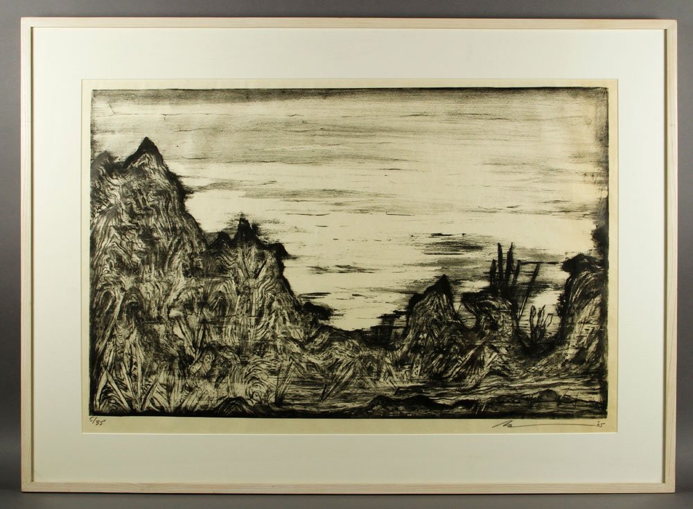 Wilson, "Parsifal," Lithograph: Robert Wilson (American, b. 1941), "Parsifal," lithograph, 1985, from a portfolio of 16 lithographs, on Japan paper, Act II, plate 2, editioned 5/35 lower left, signed and dated lower right, 19 1/2" h