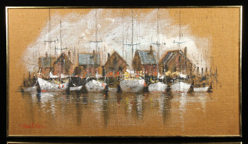 Kerry Hallam, Nantucket Harbor, Oil on Burlap (1 of 5)