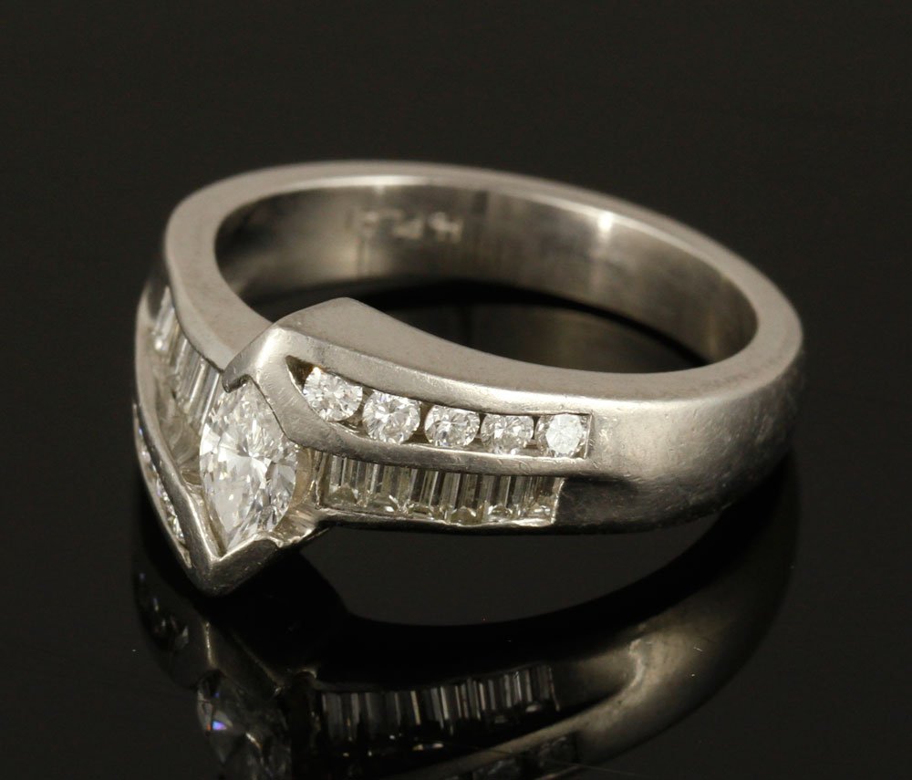 Ladies'  Platinum and Marquis Cut Diamond Ring (1 of 4)