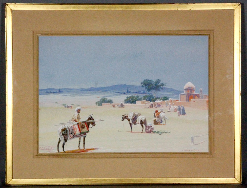 Litvinoff (Russian), Arabic Scene, Tempera on Paper (1 of 5)