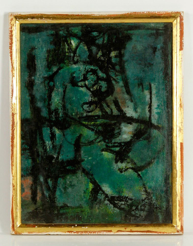 Adler, Green Figure, Oil on Paper (1 of 4)