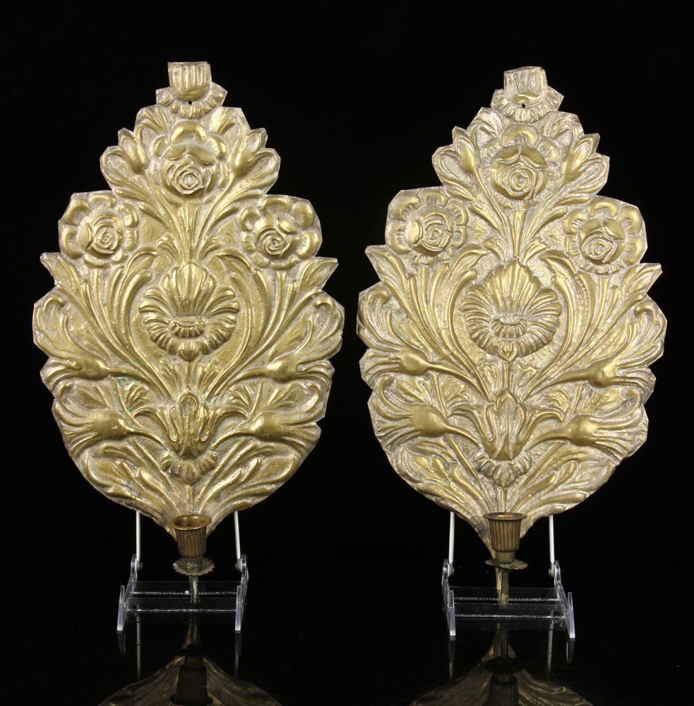 Pr. 19th C. Brass Sconces (1 of 4)