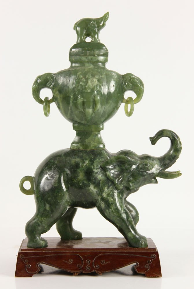 Carved Jade Elephant Urn (1 of 6)