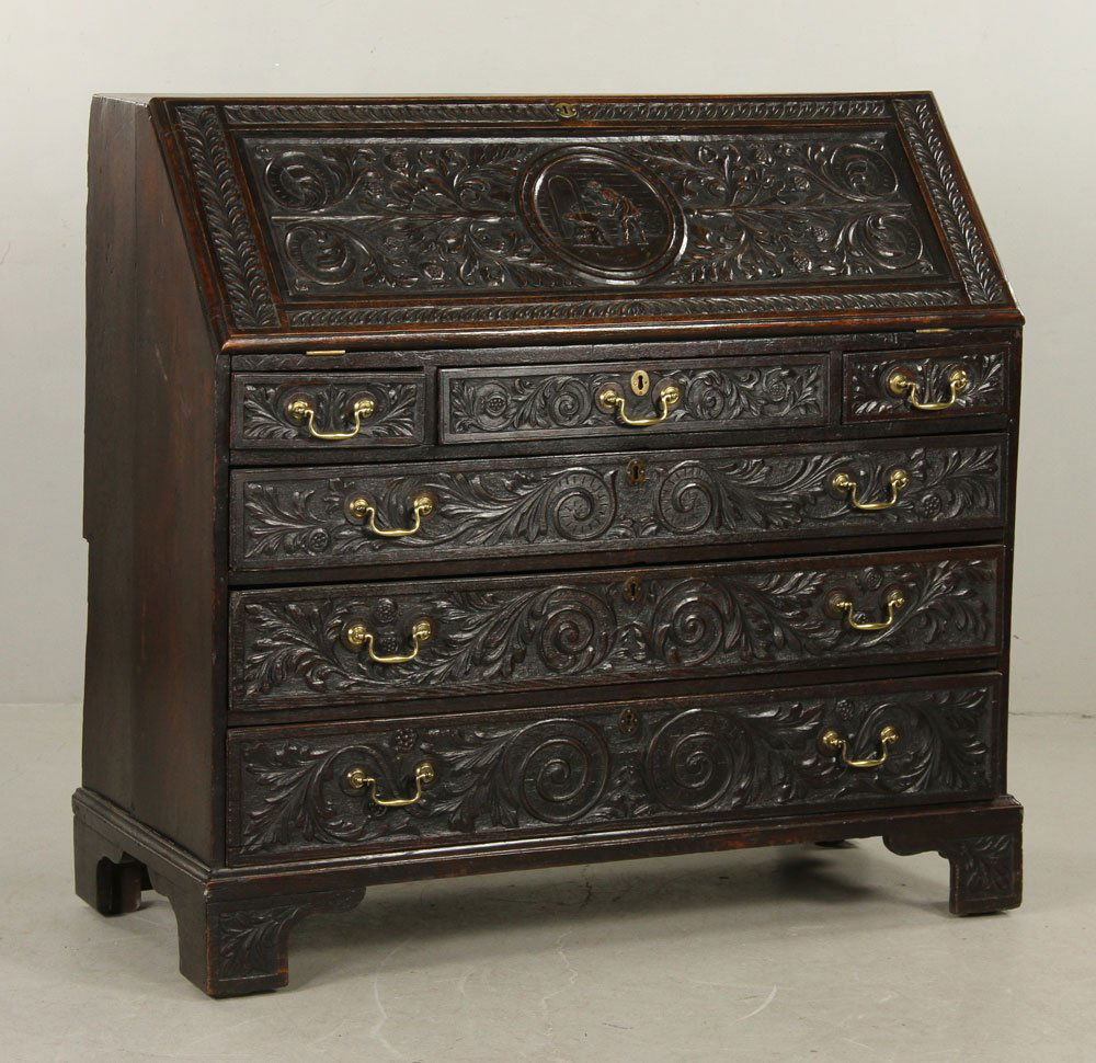 19th C. English Oak Drop Front Desk (1 of 5)