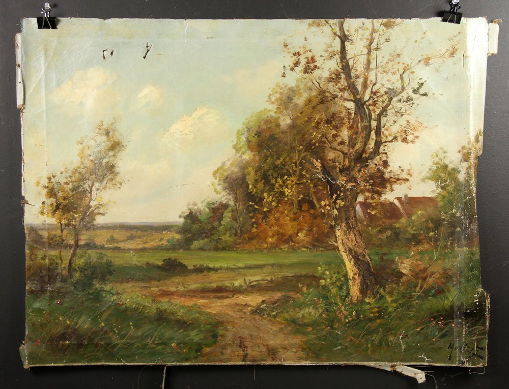 Morizot (French, 19th Century), English Landscape, Oil: Henriette Morizot (French, 19th Century), English landscape, oil on canvas, unframed, 25" h x 33" w. Provenance: From a Massachusetts estate.