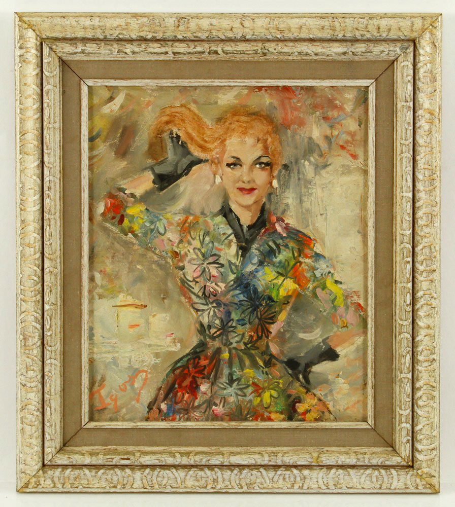 Attr. Pantuhoff, Young Girl, Oil on Canvas: Attributed to Igor Pantuhoff, young girl, oil on canvas, singed "Igor," 12" h x 10 1/2" w (view), 16" h x 14" w (frame). Provenance: from a Florida estate.