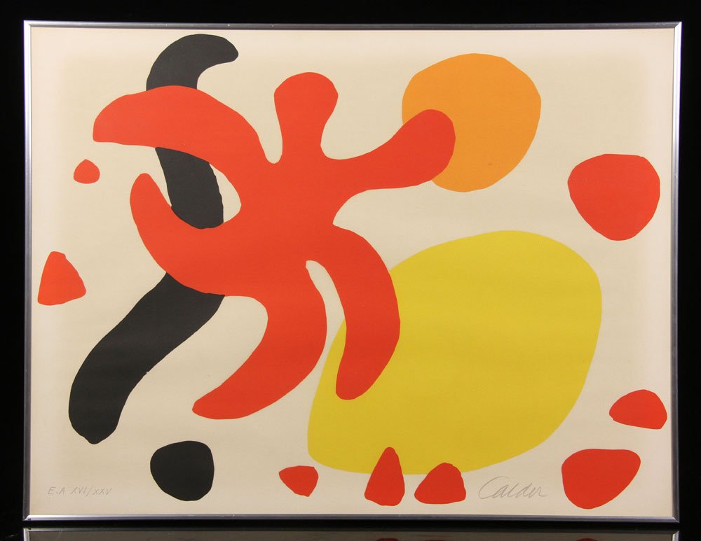 Calder, "Free Forms," Artist Proof: Alexander Calder, (American, 1898-1976), "Free Forms," artist proof, signed in pencil and editioned 16/25, 20 in. (50.8 cm) H x 26 in. (66.04 cm) W. Provenance: From the estate of Purdon Smith Hall, m