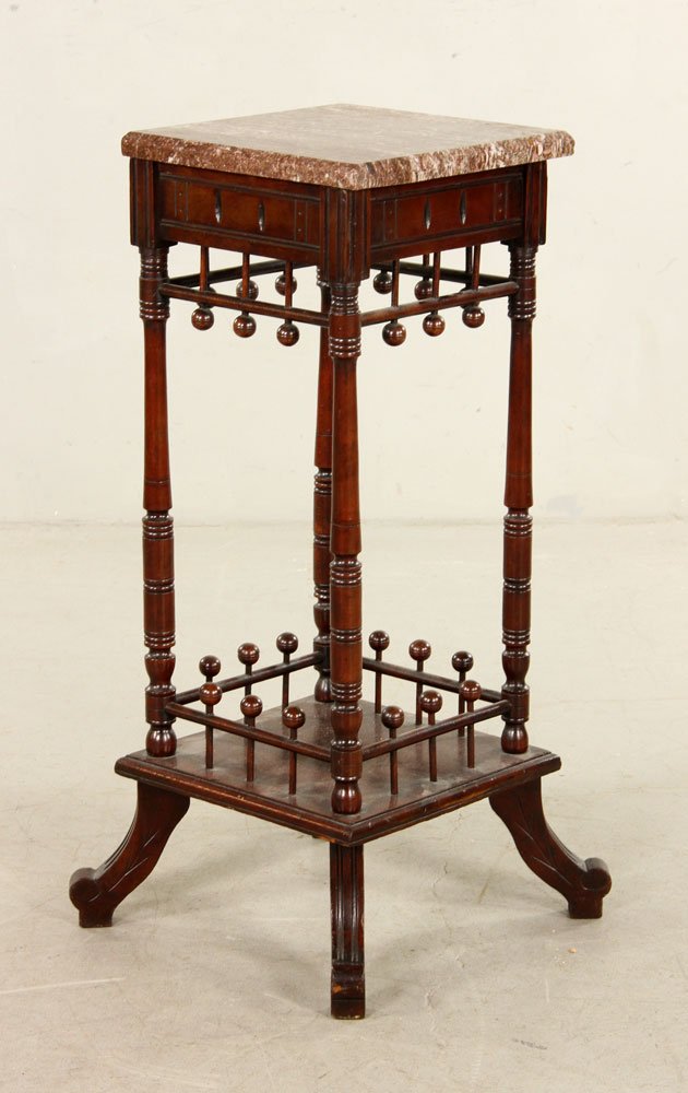19th C. Victorian Eastlake Marble Top Lamp Table (1 of 4)