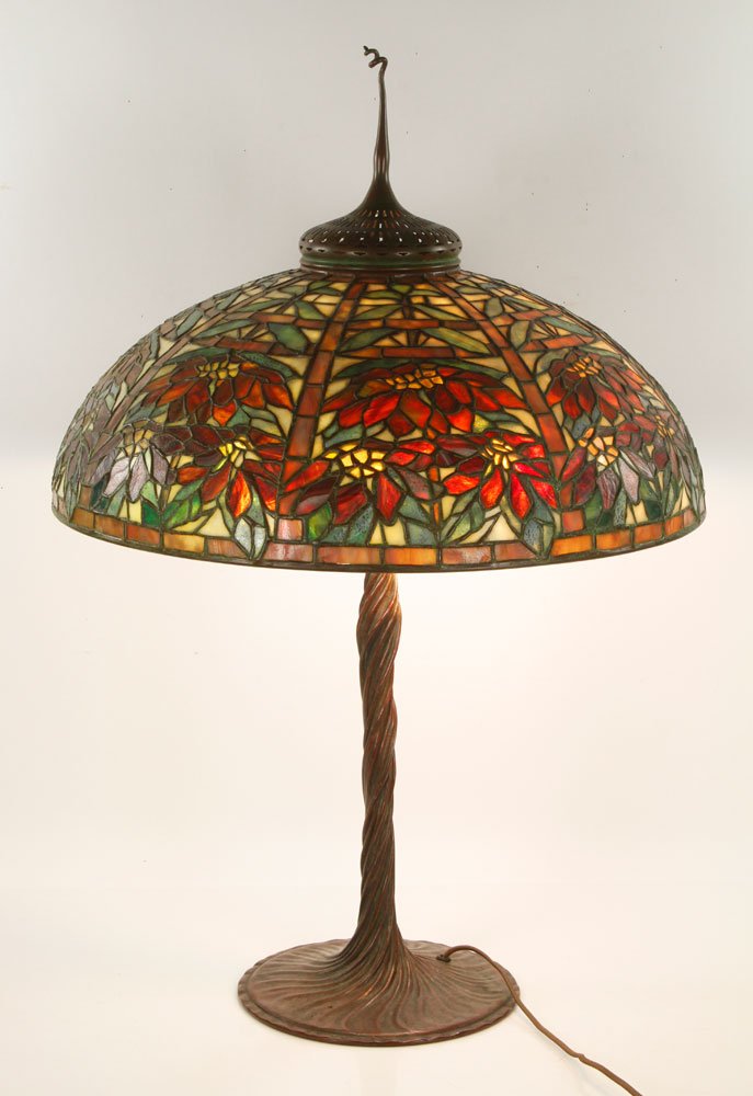 Double Pointsettia Style Leaded Stained Glass Table (1 of 9)