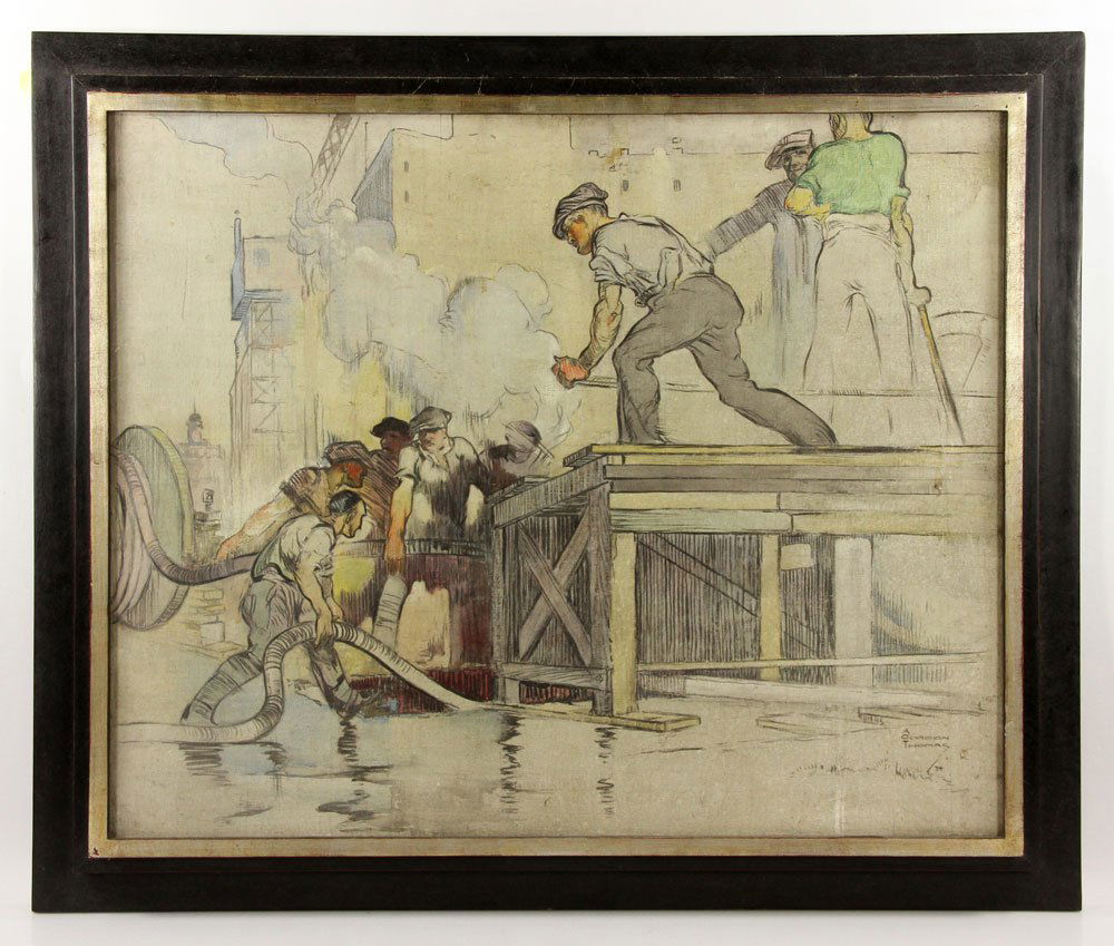 Thomas, Industrial Scene of Men, Oil (1 of 7)