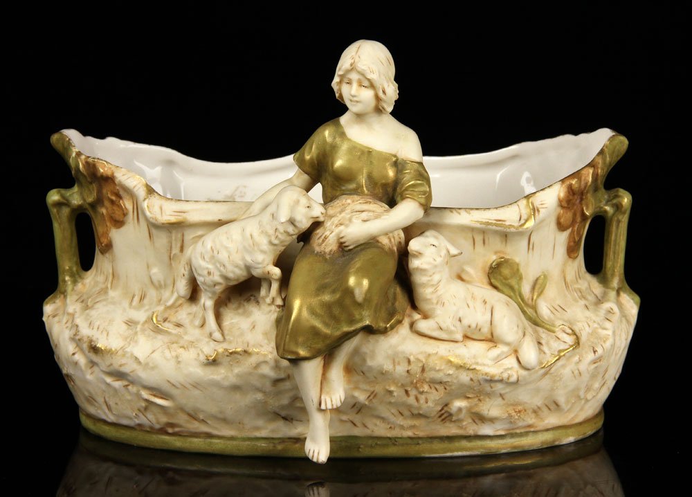 Royal Dux Flower Vase: Royal Dux flower vase, porcelain, 7 1/4" h x 10 1/2" w x 7" d. Provenance: From the personal lifetime collection of Mark Avner of Lake Worth, FL and Buffalo, NY.