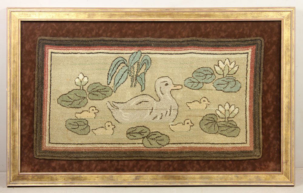 Arts and Crafts Period Framed Rug of Ducks (1 of 4)