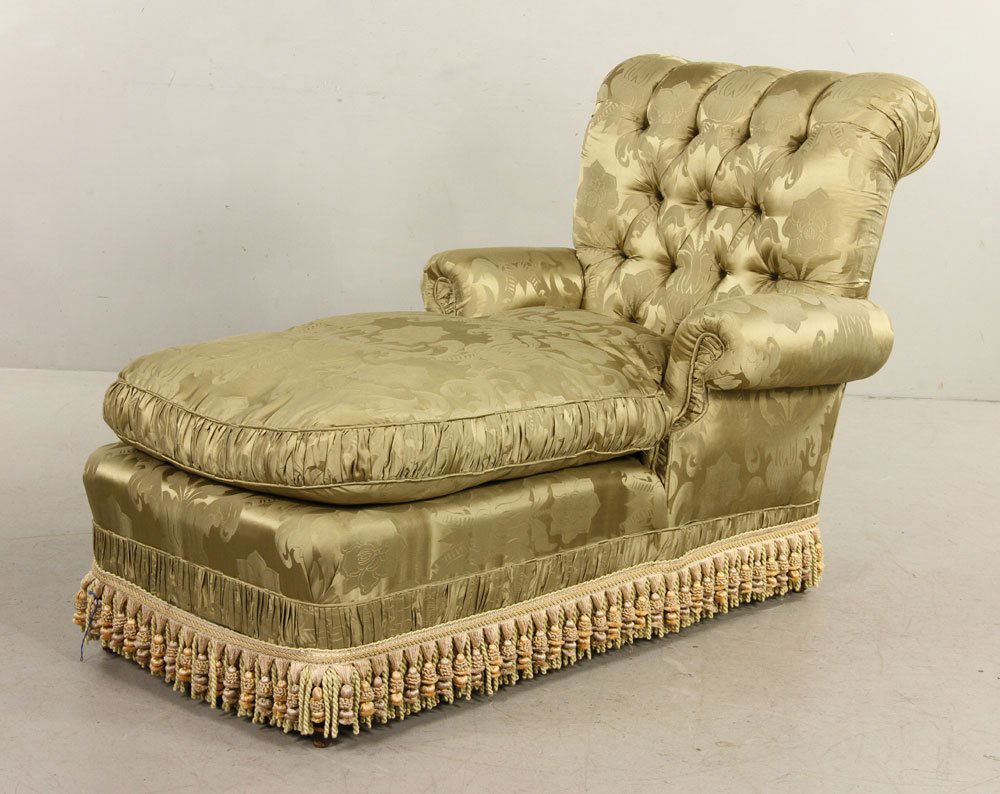 Early 20th C. Upholstered Chaise Lounge Chair (1 of 4)