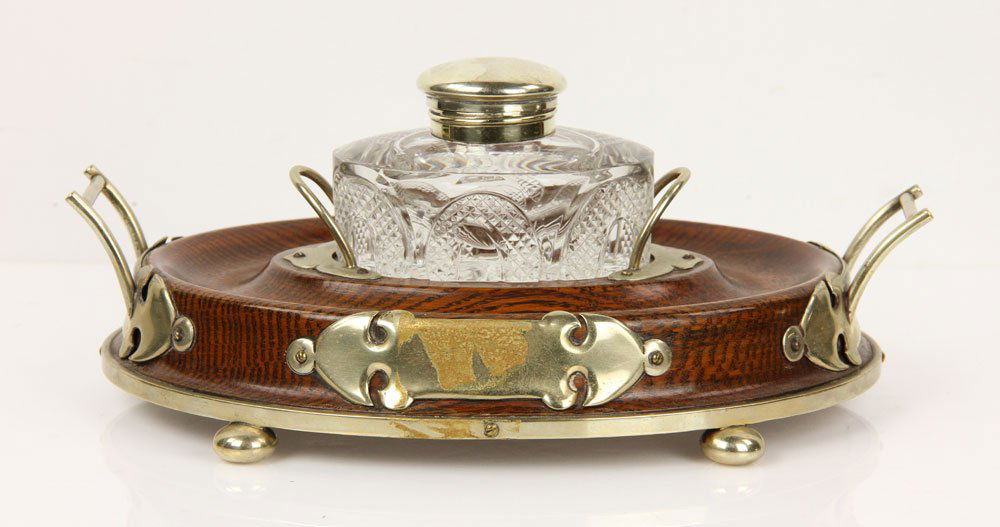 Late 19th C. English Oval Handled Inkstand (1 of 4)