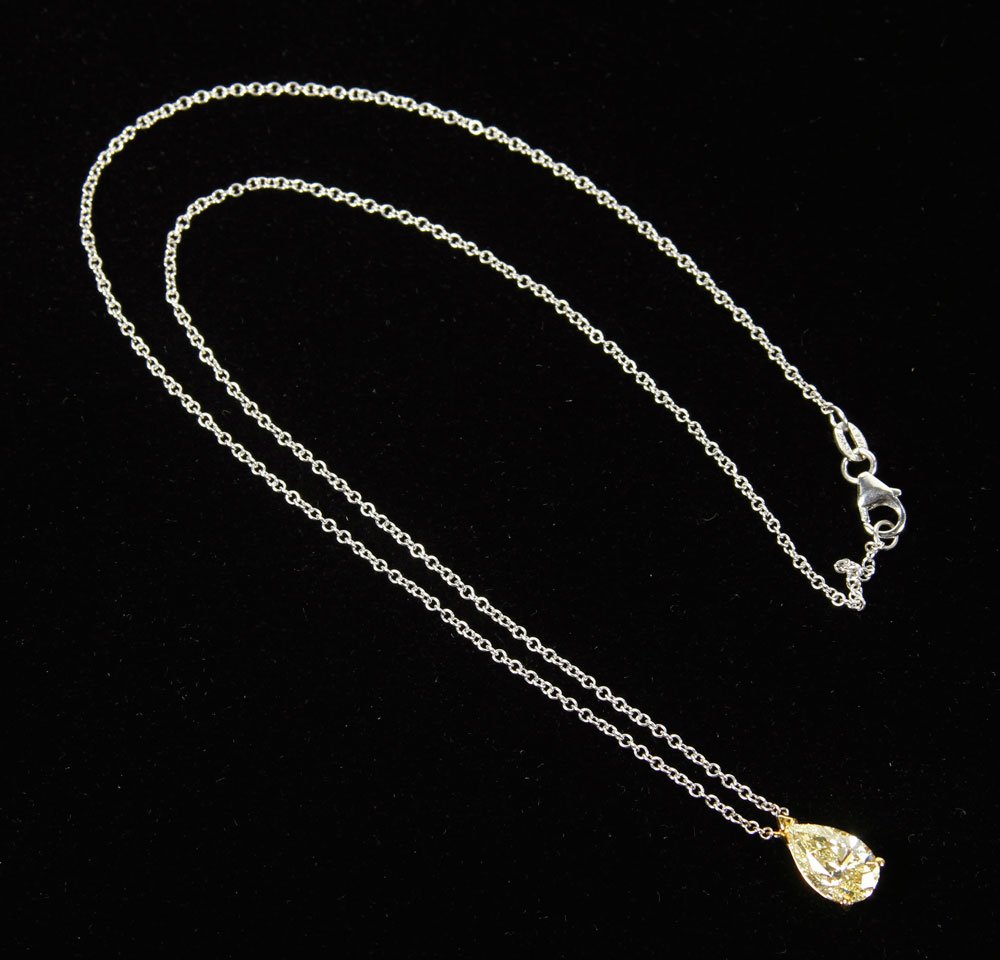 18K White Gold Chain With Fancy Yellow Diamond Pendant (1 of 6)