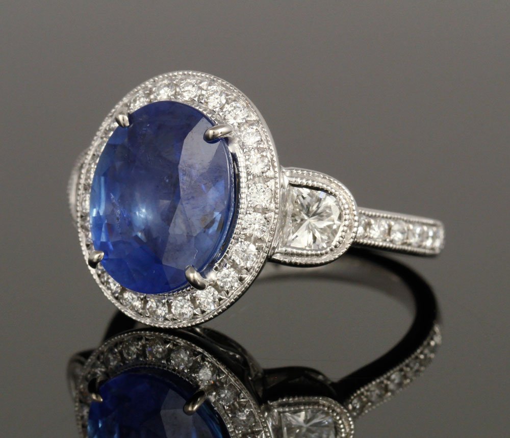 18K White Gold Diamond and Natural Sapphire Ring (1 of 10)