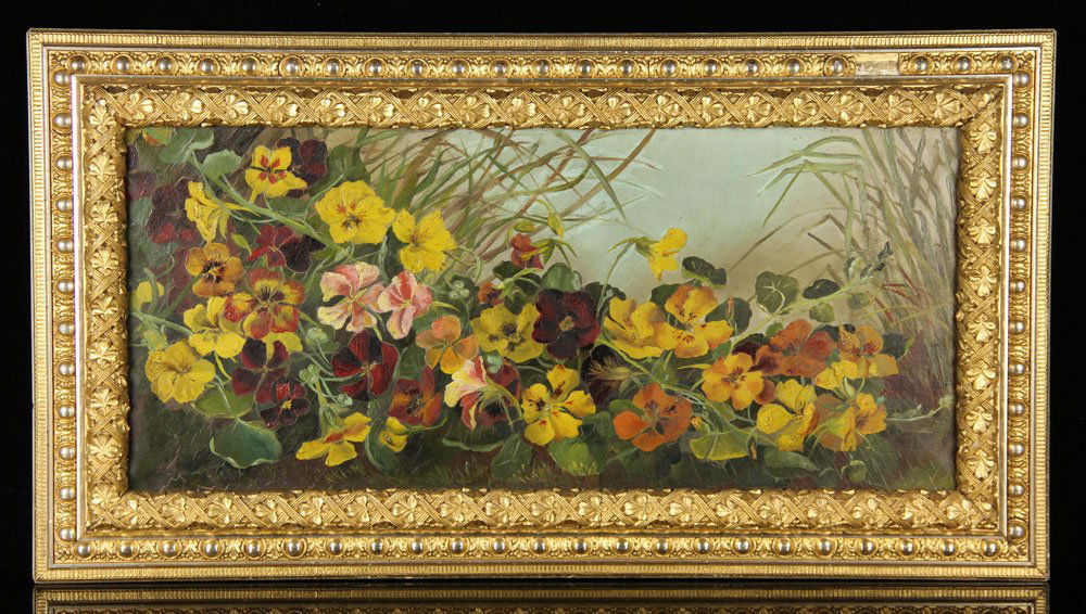 Late 19th C. Oil Painting of Pansies (1 of 5)