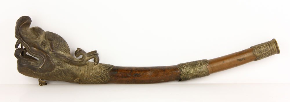 Tibetan Horn with Brass Copper Embellishment (1 of 4)