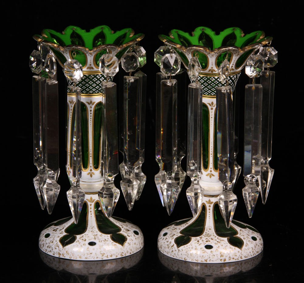 Pr. 19th C. Bohemian Overlay Cut Glass Vases (1 of 3)