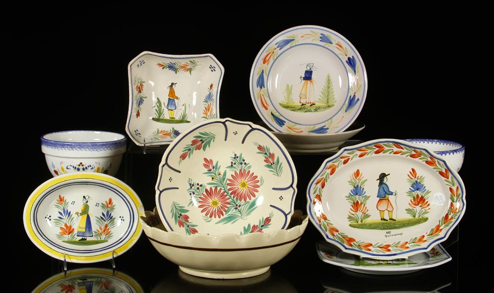 Lot of 10 Pieces Henriot Quimper Bowls and Platters (1 of 5)