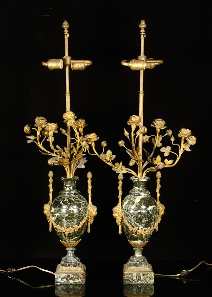 Pr. 19th C. French Bronze and Marble Lamps (1 of 5)