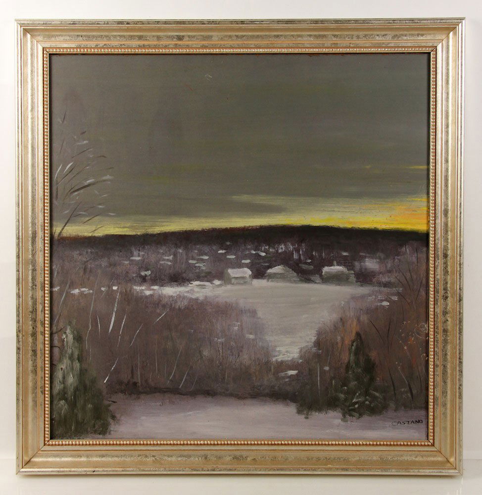 Castano, Impressionist Winter Scene, Oil on Board (1 of 5)