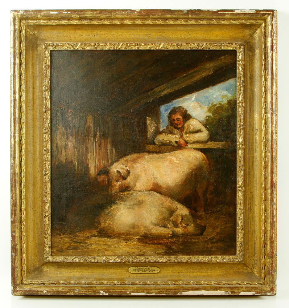 Attr. Morland, "Contentment," Oil on Canvas (1 of 5)