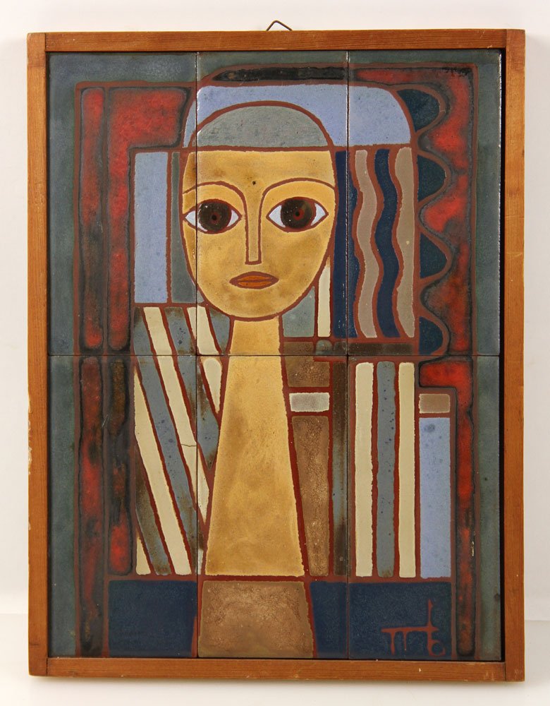 Mid Century Modern Glazed Wall Plaque (1 of 4)