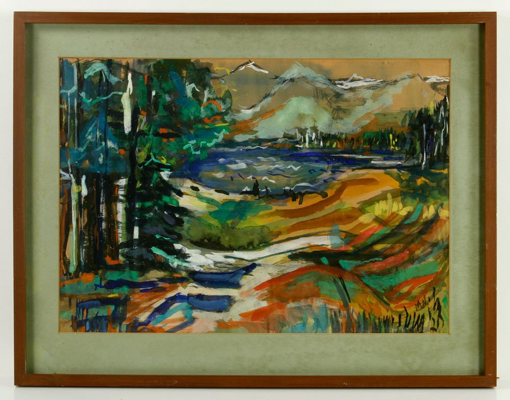 Abstract Mountain Scene, Watercolor and Gouache (1 of 5)