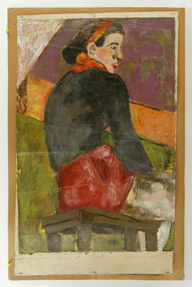 Mid 20th C. Abstract Portrait, Oil on Canvas (1 of 4)