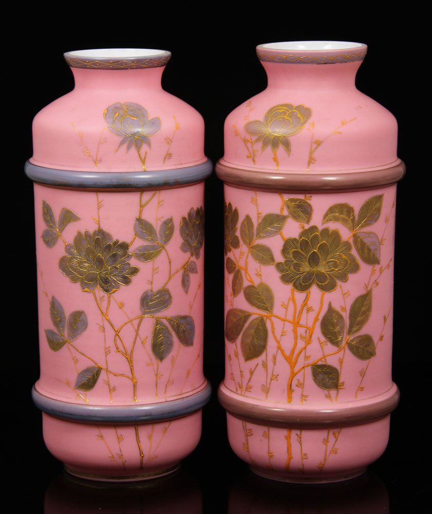 Pr. French Pink Glass Vases (1 of 4)