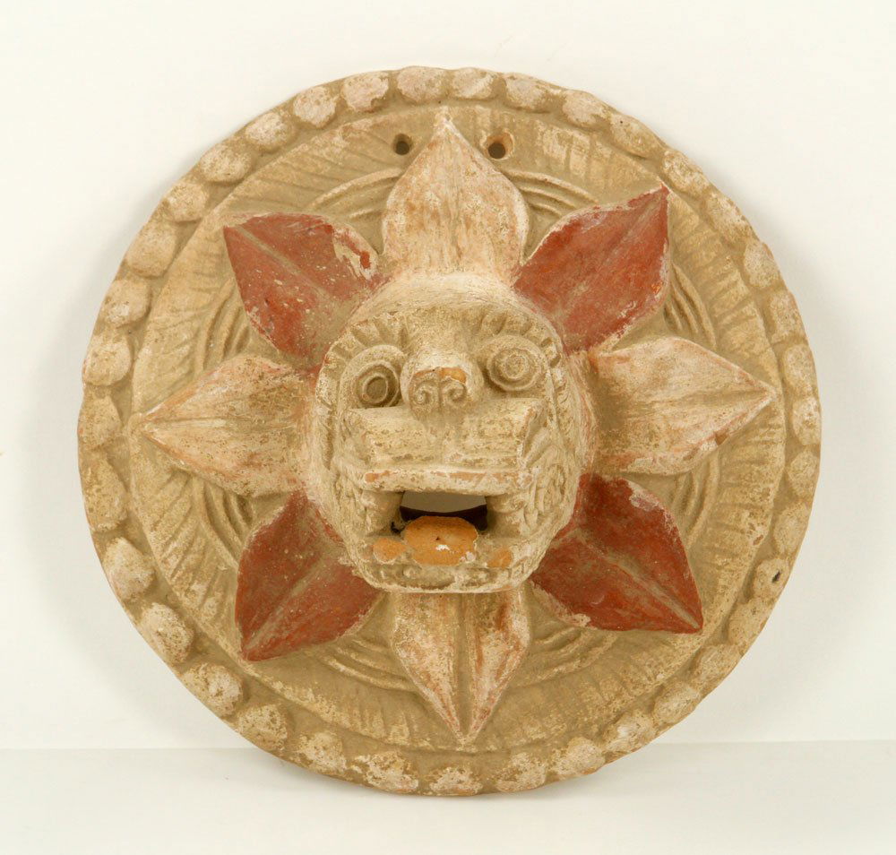 Pre Columbian Figural Plaque: Pre-Columbian figural plaque, painted terracotta, 4 1/2" x 7". Provenance: From the estate of the late Harry Reed Everson, an avid collector, from Marblehead, MA.
